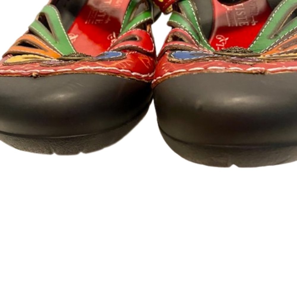 L'artiste by Spring Step Copa Red Colorful Clog Closed Toe Sandal EU 37 US 6.5 - Picture 7 of 8